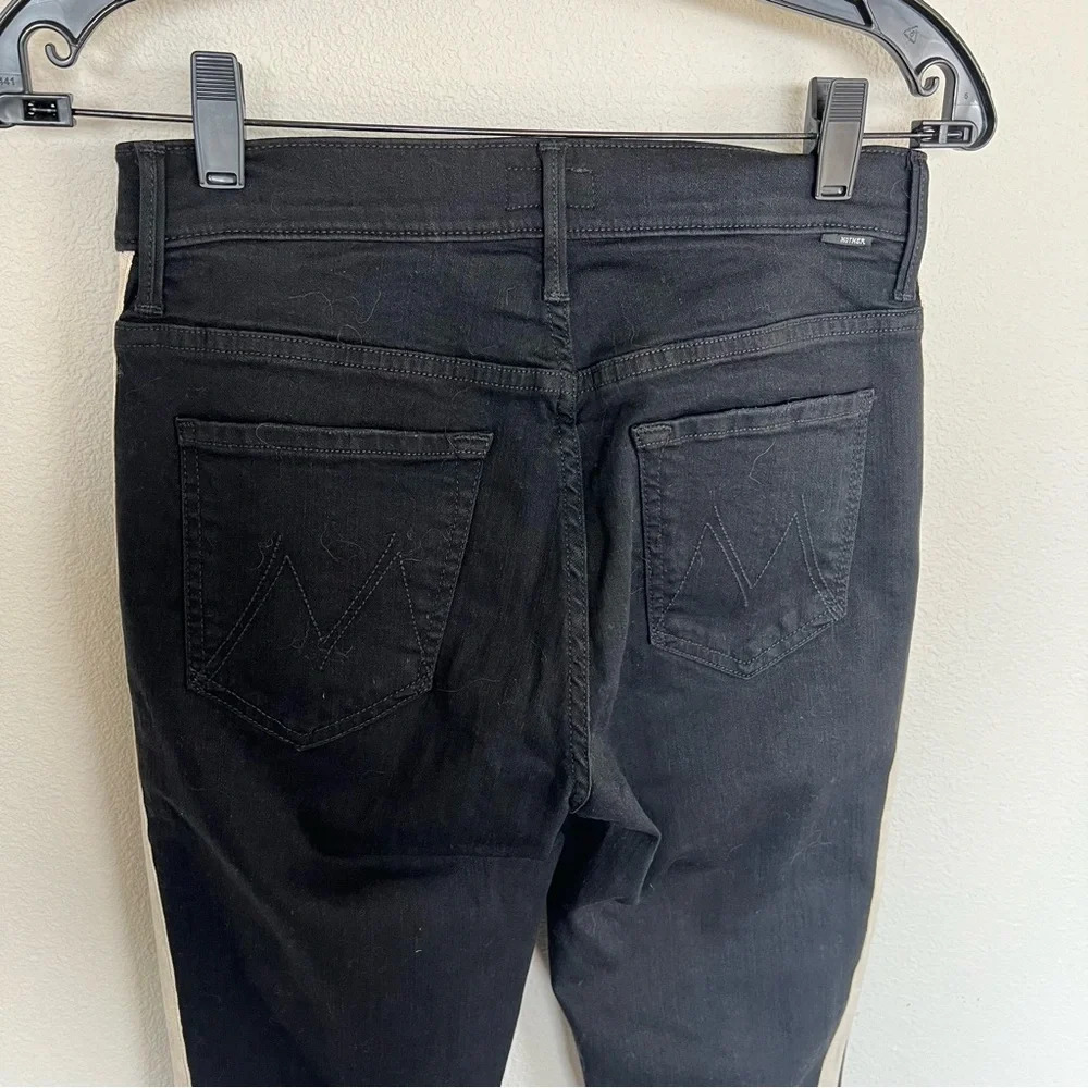 MOTHER Denim Insider Crop Step Fray Jeans Guilty Racer Black Casual Women’s 28 - Picture 9 of 14